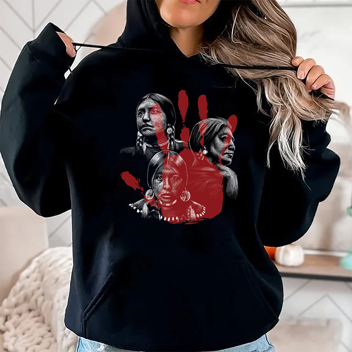 Native American T-Shirts, Vintage Native American Unisex T-Shirt/Hoodie/Sweatshirt HLT00 - Native American Indigenous Red Hand Indian Blood Themed (4)