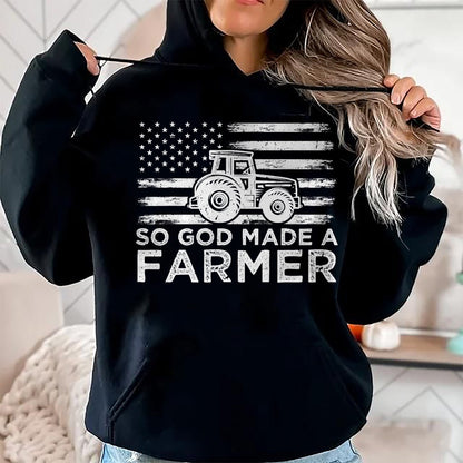Best Farmer Life Shirt, Funny Farmer UnisexT-Shirt/Hoodie/Sweatshirt HLT00 - American Flag So God Made A Farmer 4th Of July T-Shirt