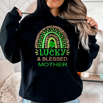 Gift for Mom Shirt, Funny Mom Unisex T-Shirt/Hoodie/Sweatshirt HLT00 - One Lucky Mom St. Patricks Day Blessed Mother Mama T-Shirt