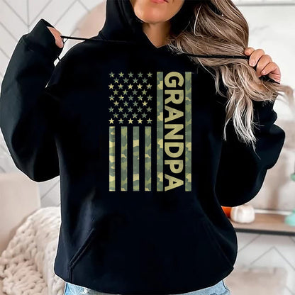 Gift for Dad Shirt, Funny Dad Unisex T-Shirt/Hoodie/Sweatshirt HLT00 – Proud Grandpa Camouflage American US Flag Camo Father_s Day Premium T-Shirt
