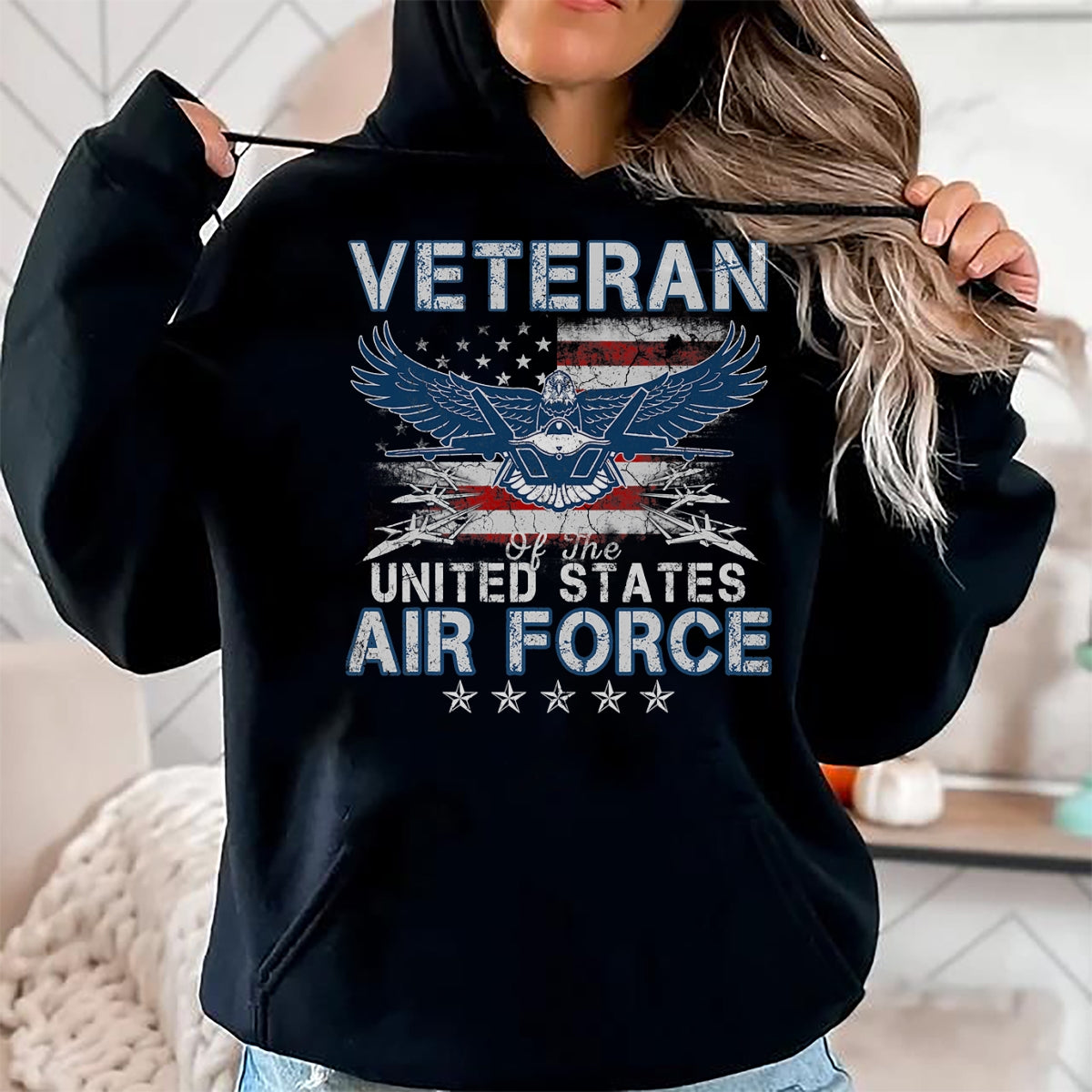 Proud Veteran Shirt, Funny Veteran UnisexT-Shirt/Hoodie/Sweatshirt HLT00 - Proud US Air Force Veteran USA Flag Patriotic Vintage Mens T-Shirt