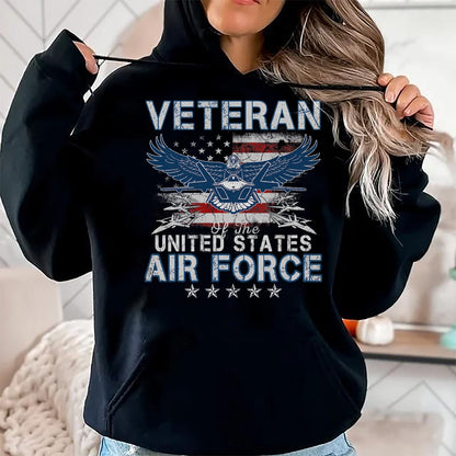 Proud Veteran Shirt, Funny Veteran UnisexT-Shirt/Hoodie/Sweatshirt HLT00 - Proud US Air Force Veteran USA Flag Patriotic Vintage Mens T-Shirt
