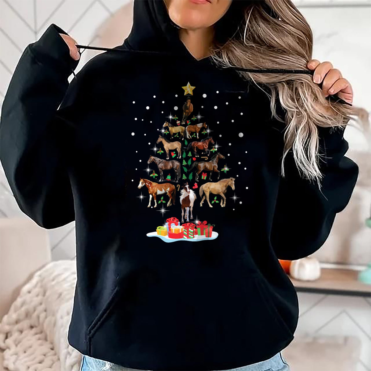 Best Horse Lover Shirt , Funny Horse UnisexT-Shirt/Hoodie/Sweatshirt HLT00 - Horse Tree Christmas Horses Xmas Gifts for Women Girls T-Shirt