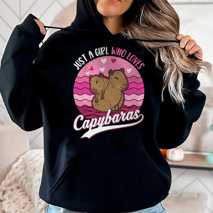 Cute Capybara Shirt, Funny Capybara Unisex T-Shirt/Hoodie/Sweatshirt HLT00 - Just a Girl who Loves Capybaras T-Shirt (7)