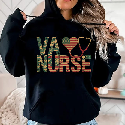 Proud Veteran Shirt, Funny Veteran UnisexT-Shirt/Hoodie/Sweatshirt HLT00 - VA Nurse Stethoscope Heart American Flag Camouflage Retro T-Shirt