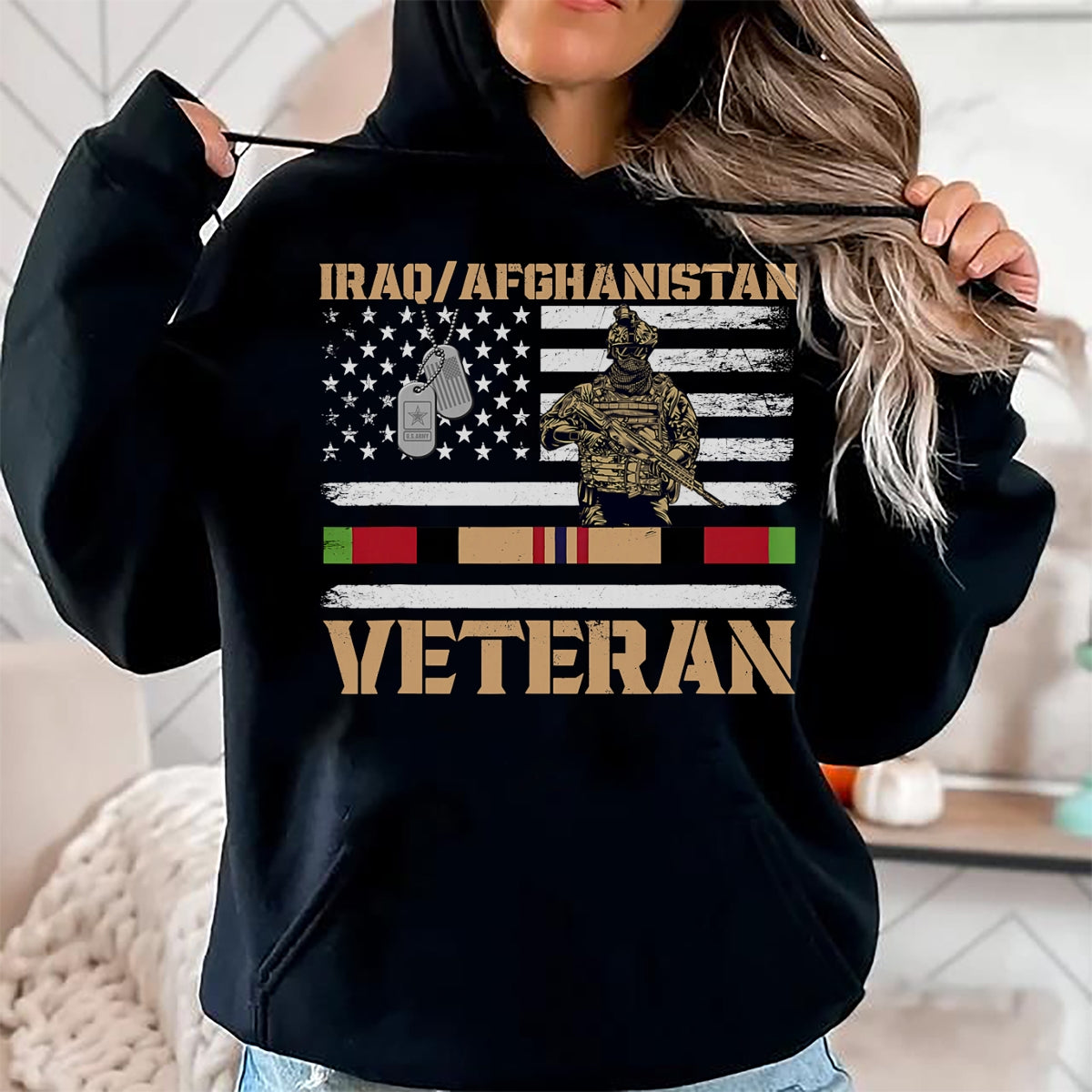 Proud Veteran Shirt, Funny Veteran UnisexT-Shirt/Hoodie/Sweatshirt HLT00 - Afghanistan Iraq Veteran Flag Soldier T-Shirt