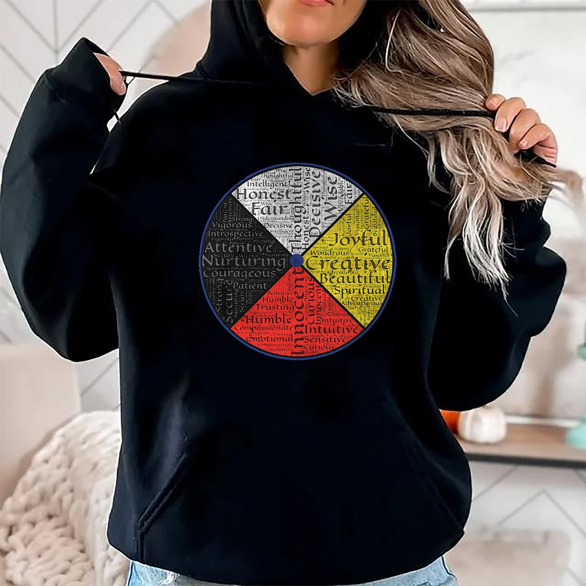 Native American T-Shirts, Vintage Native American Unisex T-Shirt/Hoodie/Sweatshirt HLT00 - Native American Words Of The Medicine Wheel 1