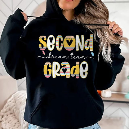 Best Teacher Shirt, Funny Teacher UnisexT-Shirt/Hoodie/Sweatshirt HLT00 - Second Grade Dream Team Back to School 2nd Grade Teacher T-Shirt, Men, Black, 3X-Large