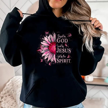 Christian Tee, Christian Faith Unisex T-Shirt/Hoodie/Sweatshirt HLT00 -  Blessed By God - Loved By Jesus Pink Sunflower T-Shirt