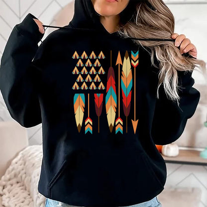 Native American T-Shirts, Vintage Native American Unisex T-Shirt/Hoodie/Sweatshirt HLT00 - Native American Pride USA Flag