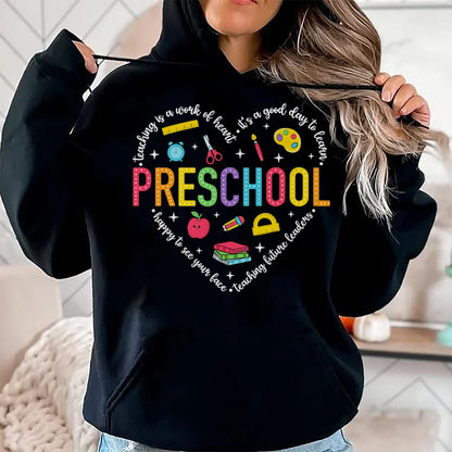 Best Teacher Shirt, Funny Teacher UnisexT-Shirt/Hoodie/Sweatshirt HLT00 - Preschool Teacher Pre-K Heart First Day of Preschool Kids T-Shirt