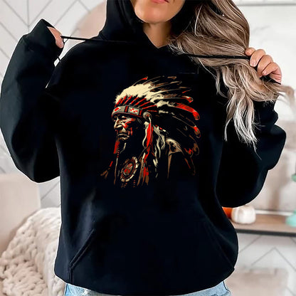 Native American T-Shirts, Vintage Native American Unisex T-Shirt/Hoodie/Sweatshirt HLT00 - Retro Native American Indian Headdress Vintage Men Graphic