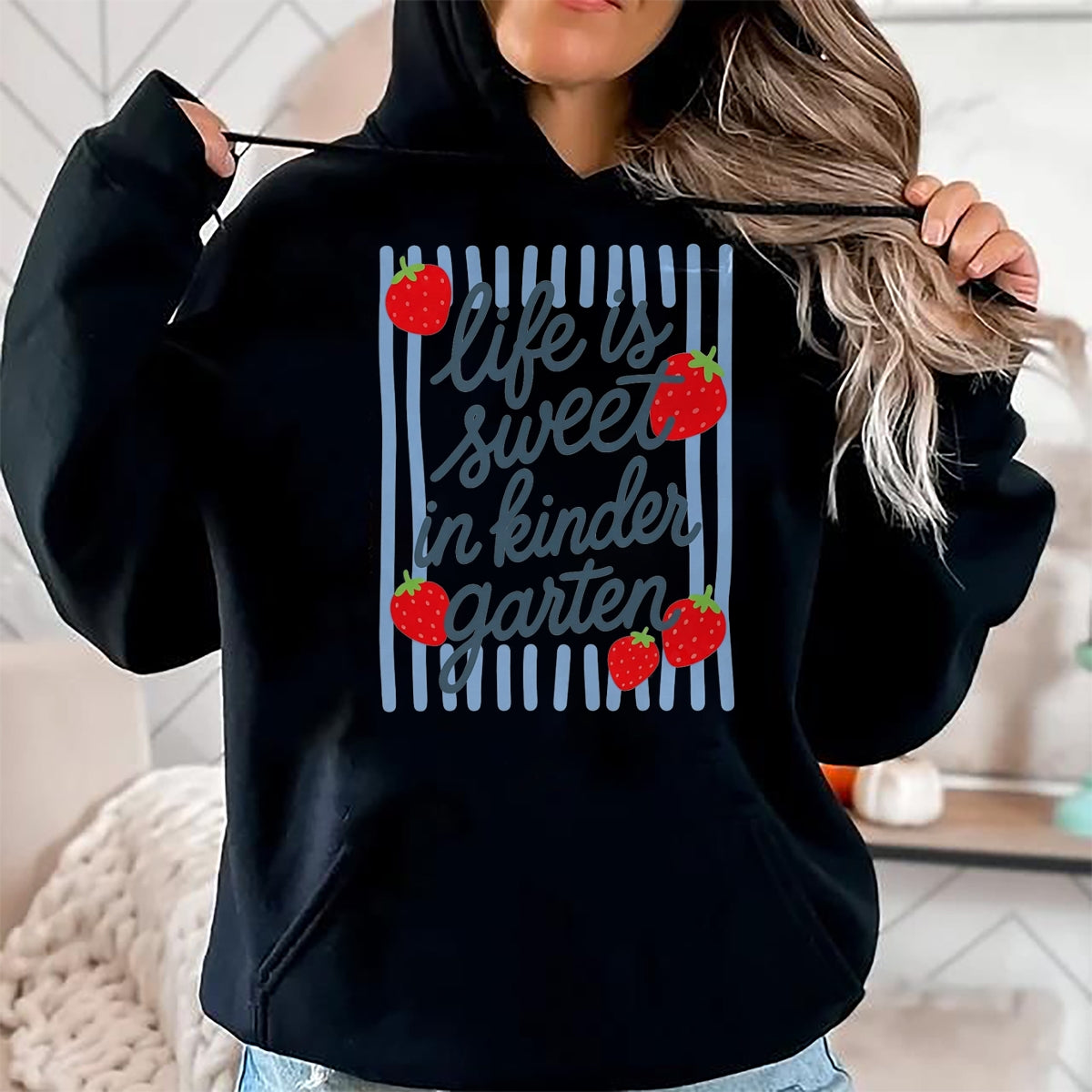 Best Teacher Shirt, Funny Teacher UnisexT-Shirt/Hoodie/Sweatshirt HLT00 - Life is Sweet in Kindergarten Cute Strawberry Teacher T-Shirt