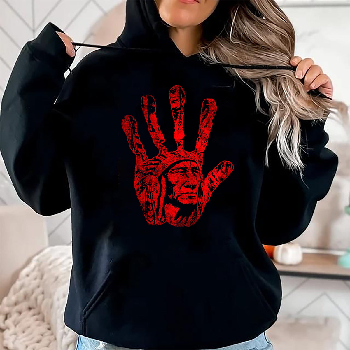 Native American T-Shirts, Vintage Native American Unisex T-Shirt/Hoodie/Sweatshirt HLT00 - Native American Indigenous Red Hand Indian Blood Themed (7)
