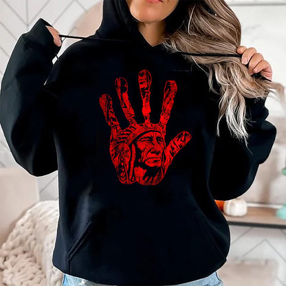 Native American T-Shirts, Vintage Native American Unisex T-Shirt/Hoodie/Sweatshirt HLT00 - Native American Indigenous Red Hand Indian Blood Themed (7)