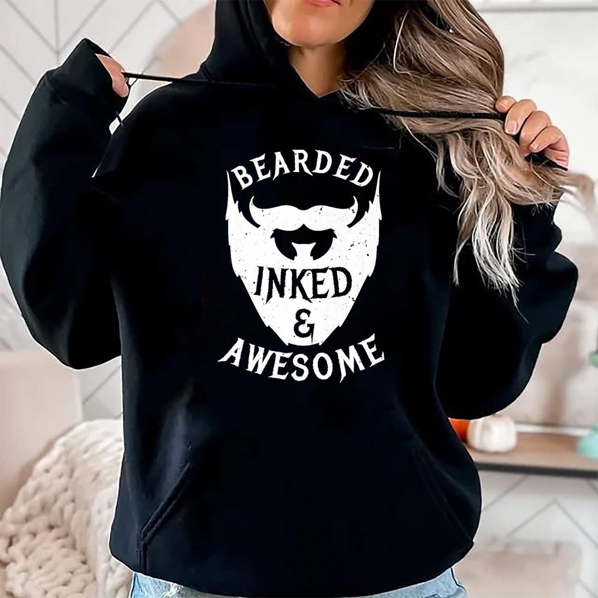 Best Wife Shirt, Wife and Husband Unisex T-Shirt/Hoodie/Sweatshirt HLT00 - Mens Bearded, Inked And Awesome Bearded And Tattooed Guy T Shirt