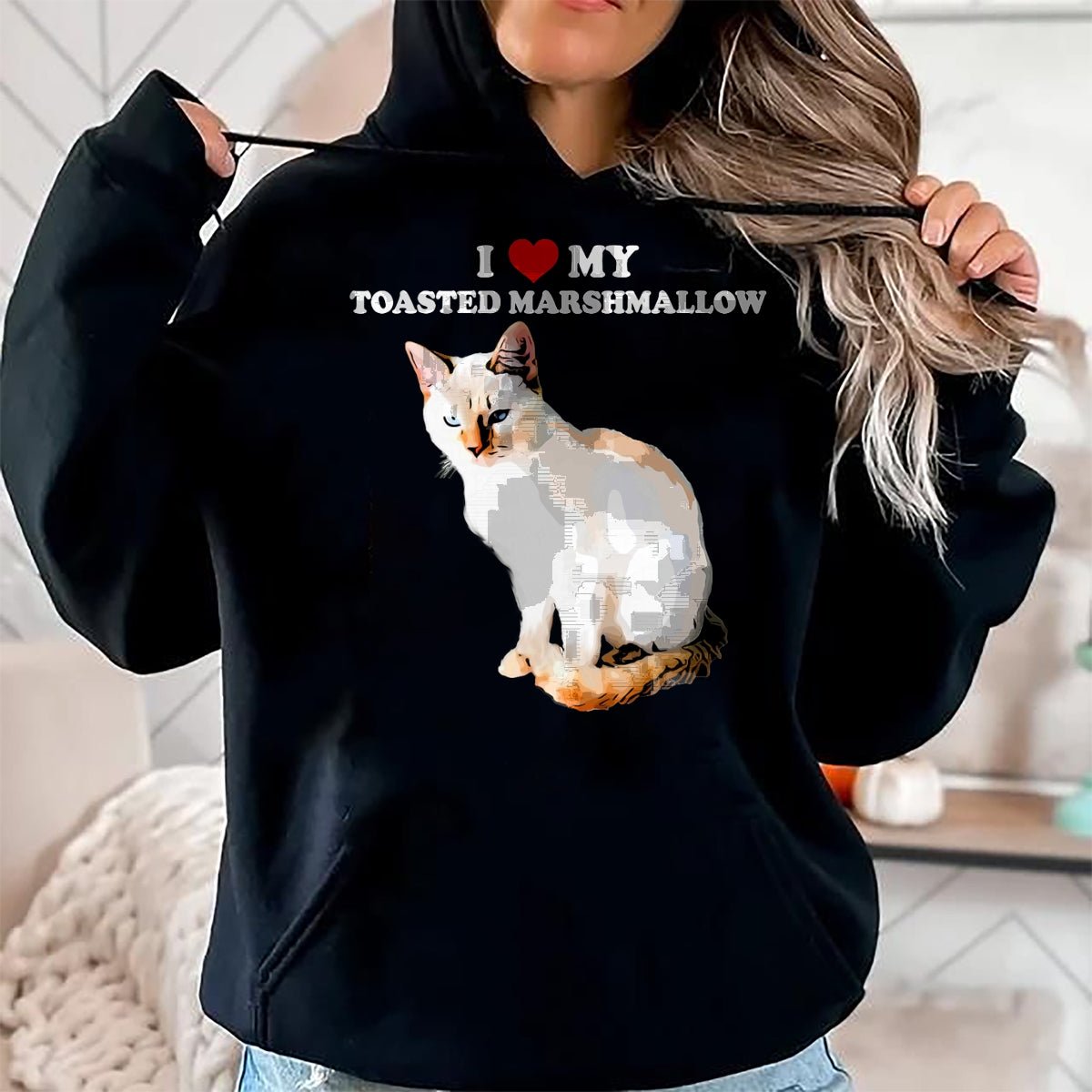 Cat Love Shirt, Funny Cat Lover Gift UnisexT-Shirt/Hoodie/Sweatshirt HLT00 - I Love My Toasted Marshmallow Flame Point Siamese Cat Kitten T-Shirt