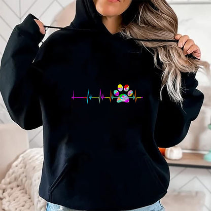 Dog Love Shirt, Dog Lover Gift T-Shirt/Hoodie/Sweatshirt HLT00 - Dog Paw Print Heartbeat Shirt Women Girls Mom Love Dogs T-Shirt