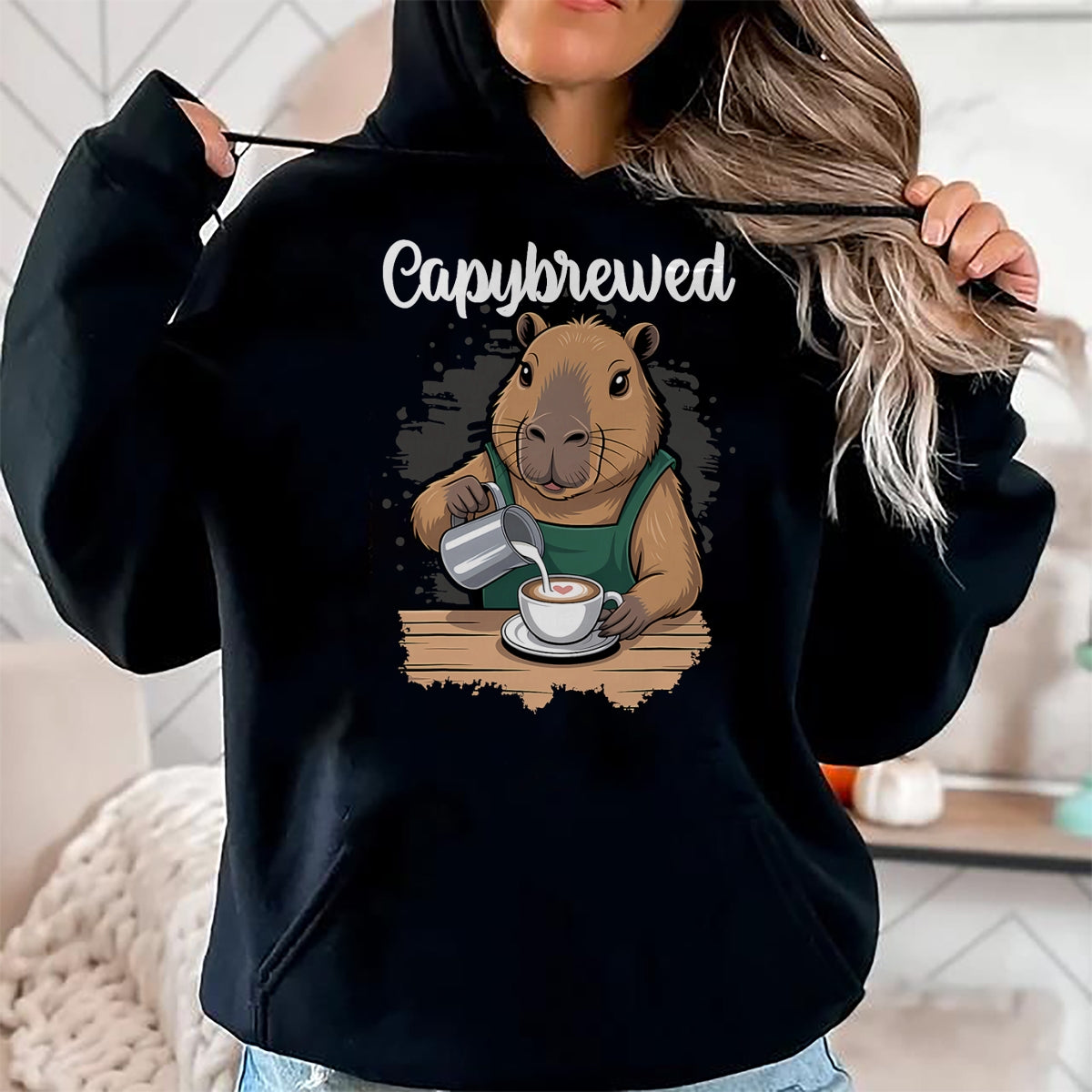 Cute Capybara Shirt, Funny Capybara Unisex T-Shirt/Hoodie/Sweatshirt HLT00 - Capybrewed Funny Capybara Barista Coffee Lover T-Shirt