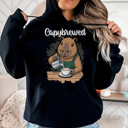 Cute Capybara Shirt, Funny Capybara Unisex T-Shirt/Hoodie/Sweatshirt HLT00 - Capybrewed Funny Capybara Barista Coffee Lover T-Shirt