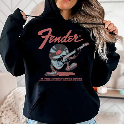 Guitar Lover Shirt, Funny Guitar UnisexT-Shirt/Hoodie/Sweatshirt HLT00 - Fender Record Playing Guitar Centered T-Shirt