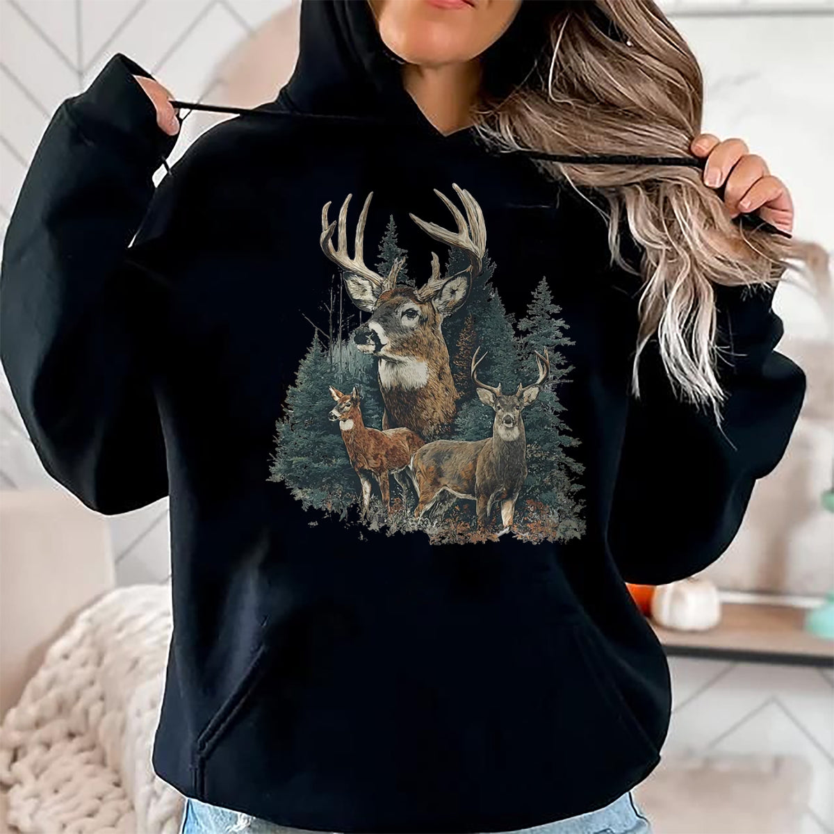 Funny Hunting Shirt, Gift For Hunting Lover Unisex T-Shirt/Hoodie/Sweatshirt HLT00 - Vintage Deer 90s Graphic Style Hunter Deer Faded Nature T-Shirt