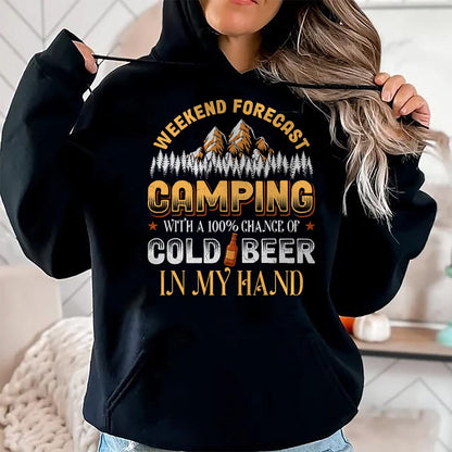 Funny Camping Shirt, Gift For Camping Lover Unisex T-Shirt/Hoodie/Sweatshirt HLT00 - Weekend Forecast Camping with Beer Camper Adventure Outdoor T-Shirt