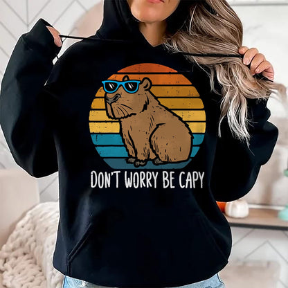 Cute Capybara Shirt, Funny Capybara Unisex T-Shirt/Hoodie/Sweatshirt HLT00 - Dont Worry Be Capy Capybara Retro Men Boys Kids Youth Women T-Shirt