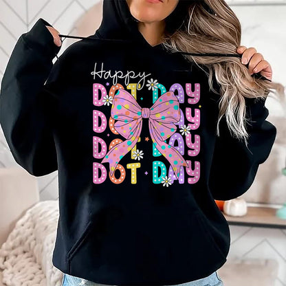 Best Teacher Shirt, Funny Teacher UnisexT-Shirt/Hoodie/Sweatshirt HLT00 - Happy Dot Day 2025 Coquette Bow Teachers Kids Boys Girls T-Shirt