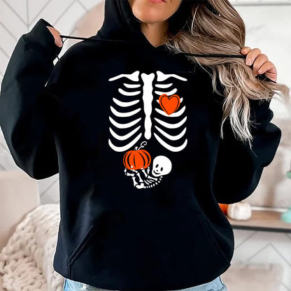 Gift for Mom Shirt, Funny Mom Unisex T-Shirt/Hoodie/Sweatshirt HLT00 - Pregnant Skeleton Mom Halloween Pregnancy Baby Announcement T-Shirt