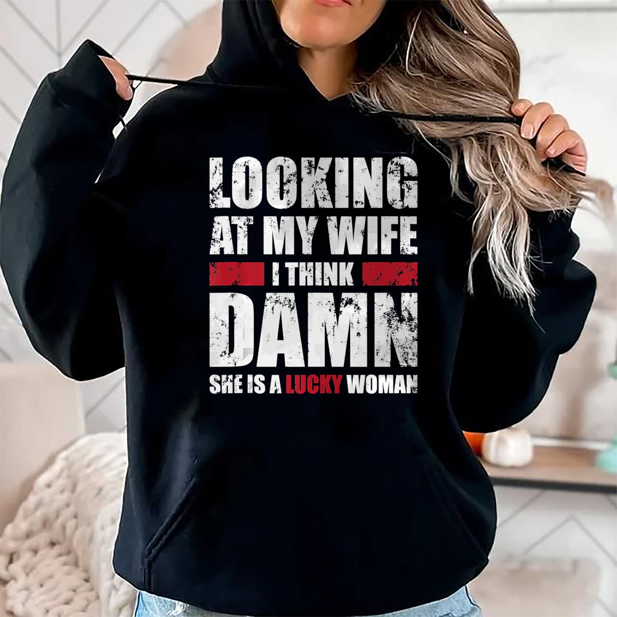 Best Wife Shirt, Wife and Husband Unisex T-Shirt/Hoodie/Sweatshirt HLT00 - Gift for wife T shirt, lucky wife   Mens My Wife - She Is A Lucky Woman - Funny Husband Tank Top