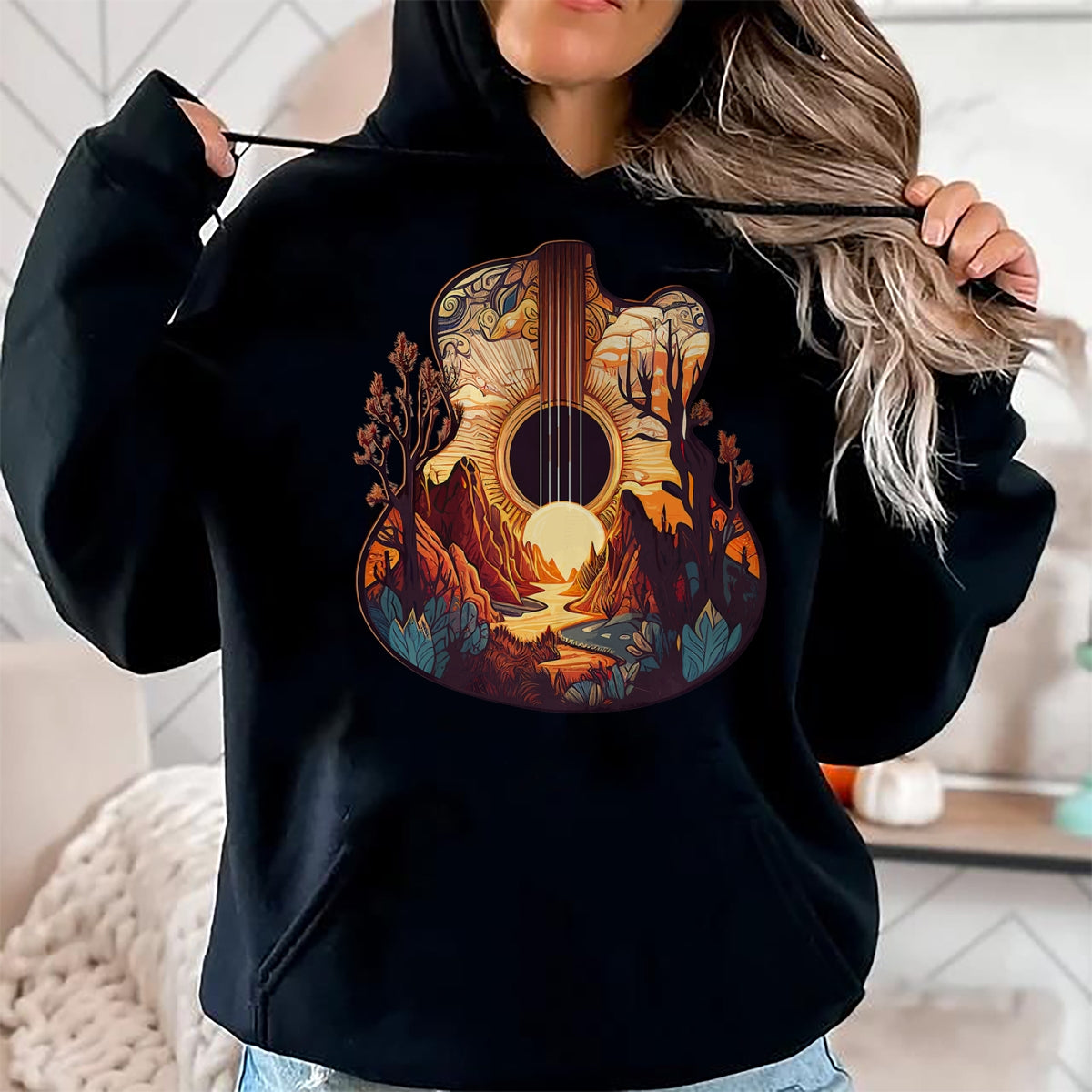 Guitar Lover Shirt, Funny Guitar UnisexT-Shirt/Hoodie/Sweatshirt HLT00 - Guitar Landscape Music Lover- Acoustic Guitar Player Graphic T-Shirt
