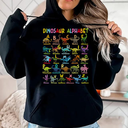 Best Dinosaur Lover Shirt, Funny Dinosaur UnisexT-Shirt/Hoodie/Sweatshirt HLT00 - Types of Dinosaurs Alphabet A-Z ABC Dino Identification T-Shirt