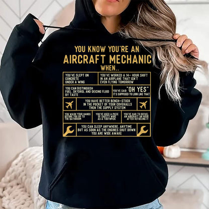 Best Mechanic Life Shirt, Funny Mechanic UnisexT-Shirt/Hoodie/Sweatshirt HLT00 - You Know You're an Aircraft Mechanic - Airplane Maintenance T-Shirt Small