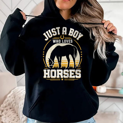 Best Horse Lover Shirt , Funny Horse UnisexT-Shirt/Hoodie/Sweatshirt HLT00 - Kids Just A Boy Who Loves Horses Funny Horse Lover T-Shirt