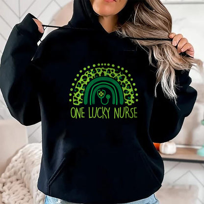 Funny Nurse Shirt, Nurse Unisex T-Shirt/Hoodie/Sweatshirt HLT00 - One Lucky Nurse Scrub RN ICU ER St Patricks Day Nurses Women T-Shirt