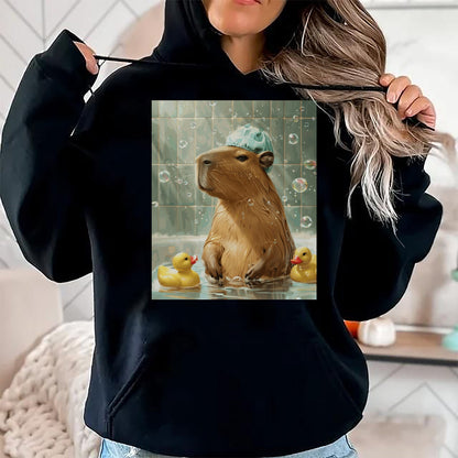 Cute Capybara Shirt, Funny Capybara Unisex T-Shirt/Hoodie/Sweatshirt HLT00 - Funny Graphic Capybara Long Sleeve T-Shirt (18)