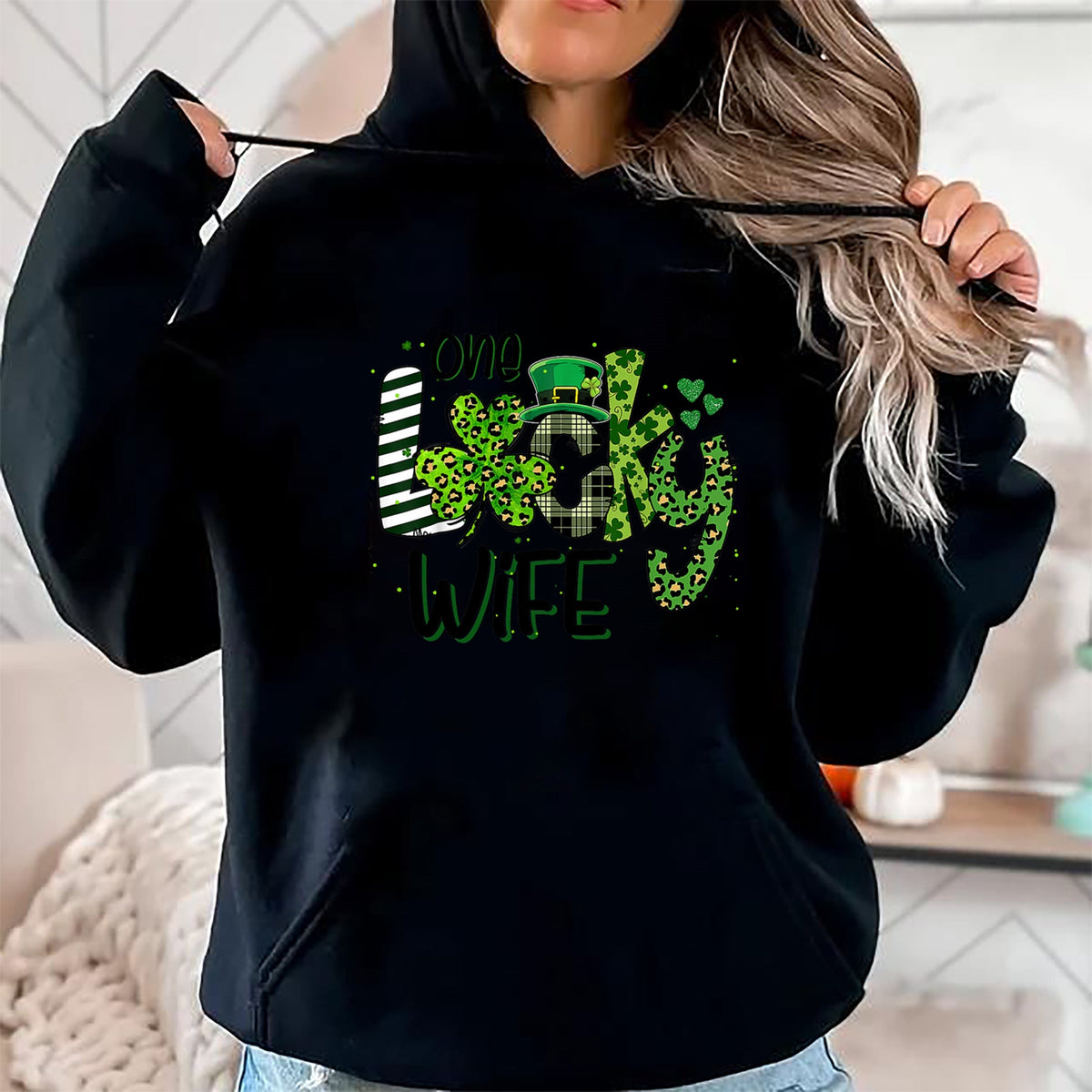 Best Wife Shirt, Wife and Husband Unisex T-Shirt/Hoodie/Sweatshirt HLT00 - Gift for wife T shirt, lucky wife   One Lucky Wife St Patricks Day Mom Mother Shamrock Leopard T-Shi