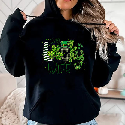 Best Wife Shirt, Wife and Husband Unisex T-Shirt/Hoodie/Sweatshirt HLT00 - Gift for wife T shirt, lucky wife   One Lucky Wife St Patricks Day Mom Mother Shamrock Leopard T-Shi
