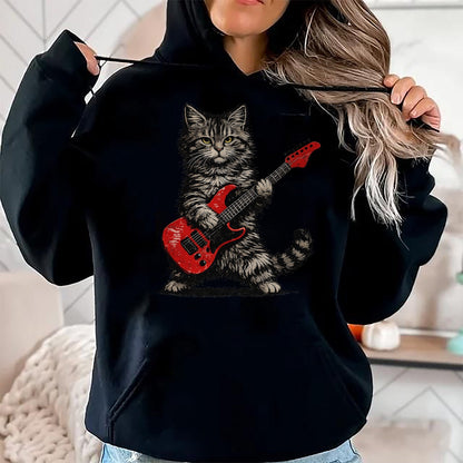Guitar Lover Shirt, Funny Guitar UnisexT-Shirt/Hoodie/Sweatshirt HLT00 - Funny Cat Playing Guitar Rock and Roll Gifts Men Women Kids T-Shirt (5)