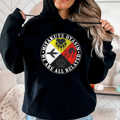 Native American T-Shirts, Vintage Native American Unisex T-Shirt/Hoodie/Sweatshirt HLT00 - Native American Medicine Wheel Mitakuye Oyasin