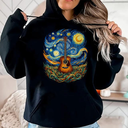 Guitar Lover Shirt, Funny Guitar UnisexT-Shirt/Hoodie/Sweatshirt HLT00 - Acoustic Guitar Starry Night Music Lover Art Men Women Kid T-Shirt