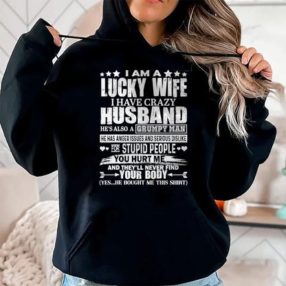 Best Wife Shirt, Wife and Husband Unisex T-Shirt/Hoodie/Sweatshirt HLT00 - Gift for wife T shirt, lucky wife   I Am A Lucky Wife shirt Funny wife husband present T-Shirt