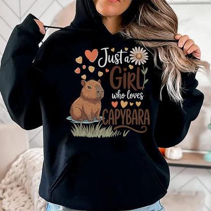 Cute Capybara Shirt, Funny Capybara Unisex T-Shirt/Hoodie/Sweatshirt HLT00 - Just A Girl Who Loves Capybaras Cute Capybara Women Girls T-Shirt