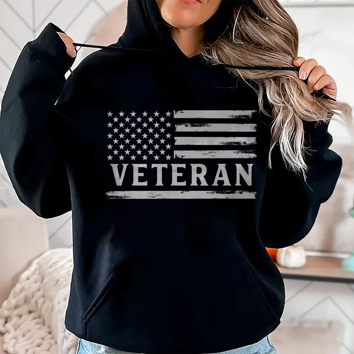 Proud Veteran Shirt, Funny Veteran UnisexT-Shirt/Hoodie/Sweatshirt HLT00 - Veteran Grey Vintage USA Flag Father_s Day Patriot T-Shirt