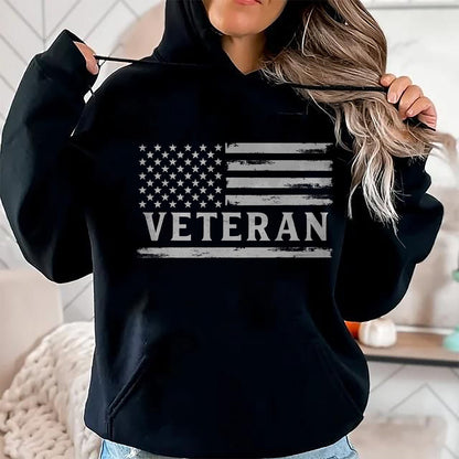 Proud Veteran Shirt, Funny Veteran UnisexT-Shirt/Hoodie/Sweatshirt HLT00 - Veteran Grey Vintage USA Flag Father_s Day Patriot T-Shirt