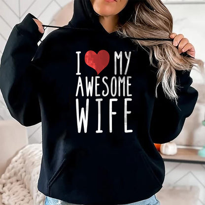Best Wife Shirt, Wife and Husband Unisex T-Shirt/Hoodie/Sweatshirt HLT00 - Husband Birthday Gifts - I Love My Awesome Wife Long Sleeve T-Shirt