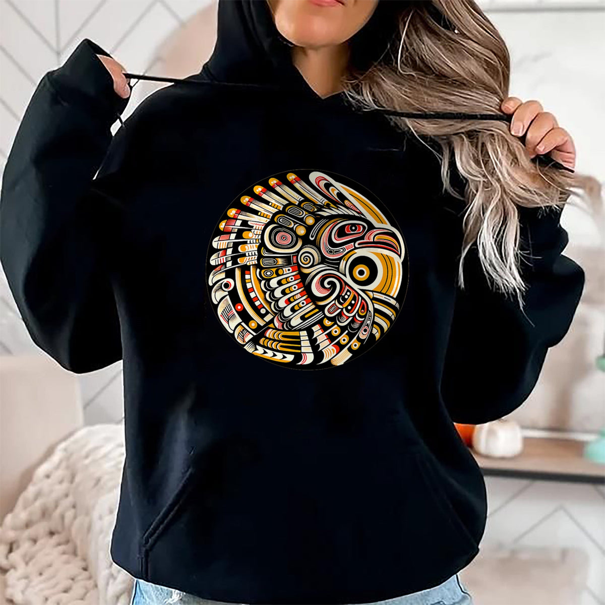 Native American T-Shirts, Vintage Native American Unisex T-Shirt/Hoodie/Sweatshirt HLT00 - Thunderbird Native American Tribal Art (4)