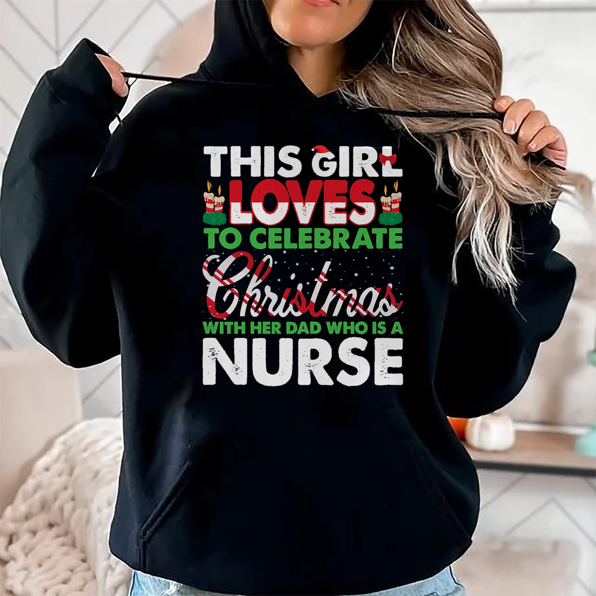 Funny Nurse Shirt, Nurse Unisex T-Shirt/Hoodie/Sweatshirt HLT00 - This Girl Loves Her Nurse Dad - Nurse's Daughter T-Shirt