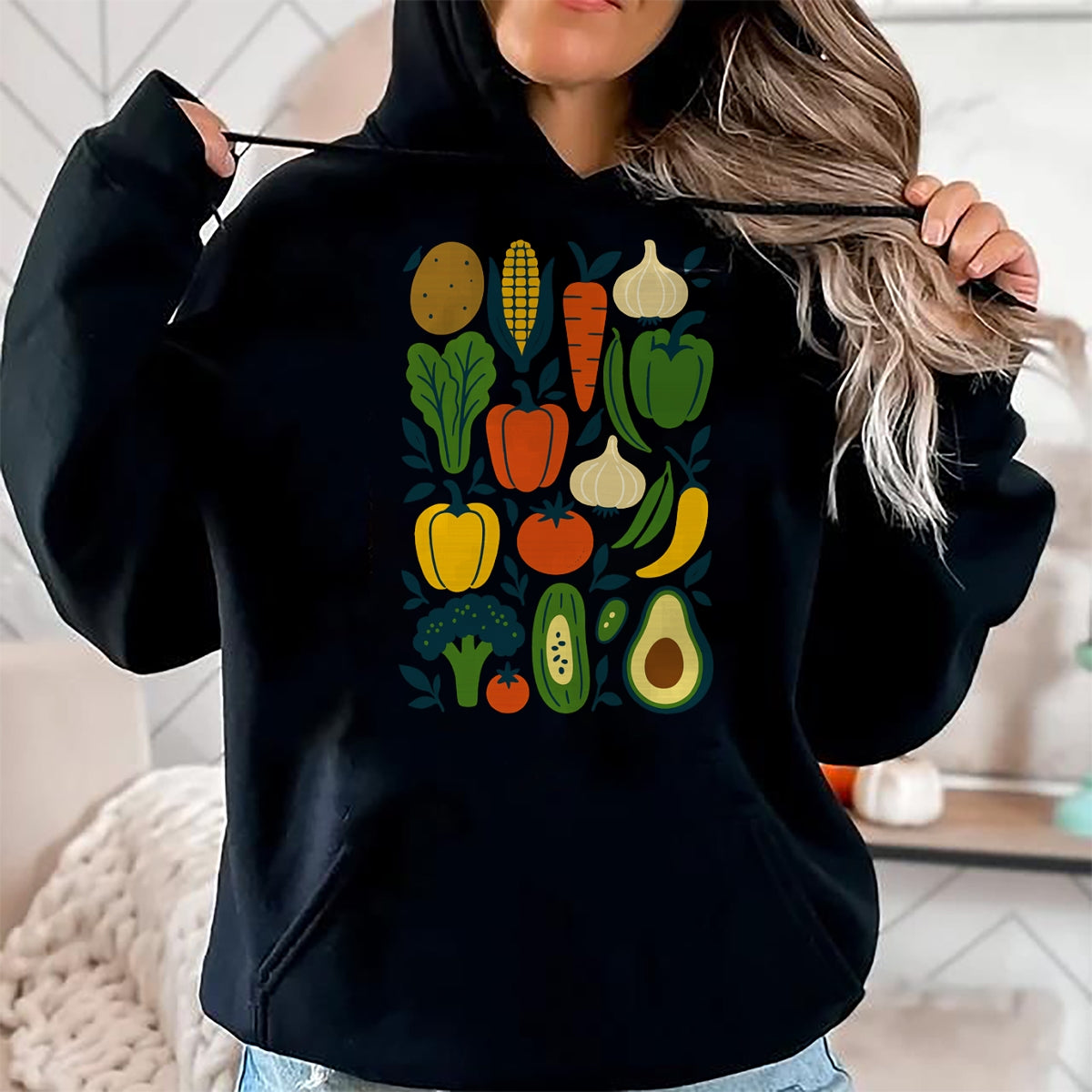 Best Farmer Life Shirt, Funny Farmer UnisexT-Shirt/Hoodie/Sweatshirt HLT00 - Retro Vegetable Garden Pattern Veggie Farmer Market Vegan Long Sleeve T-Shirt